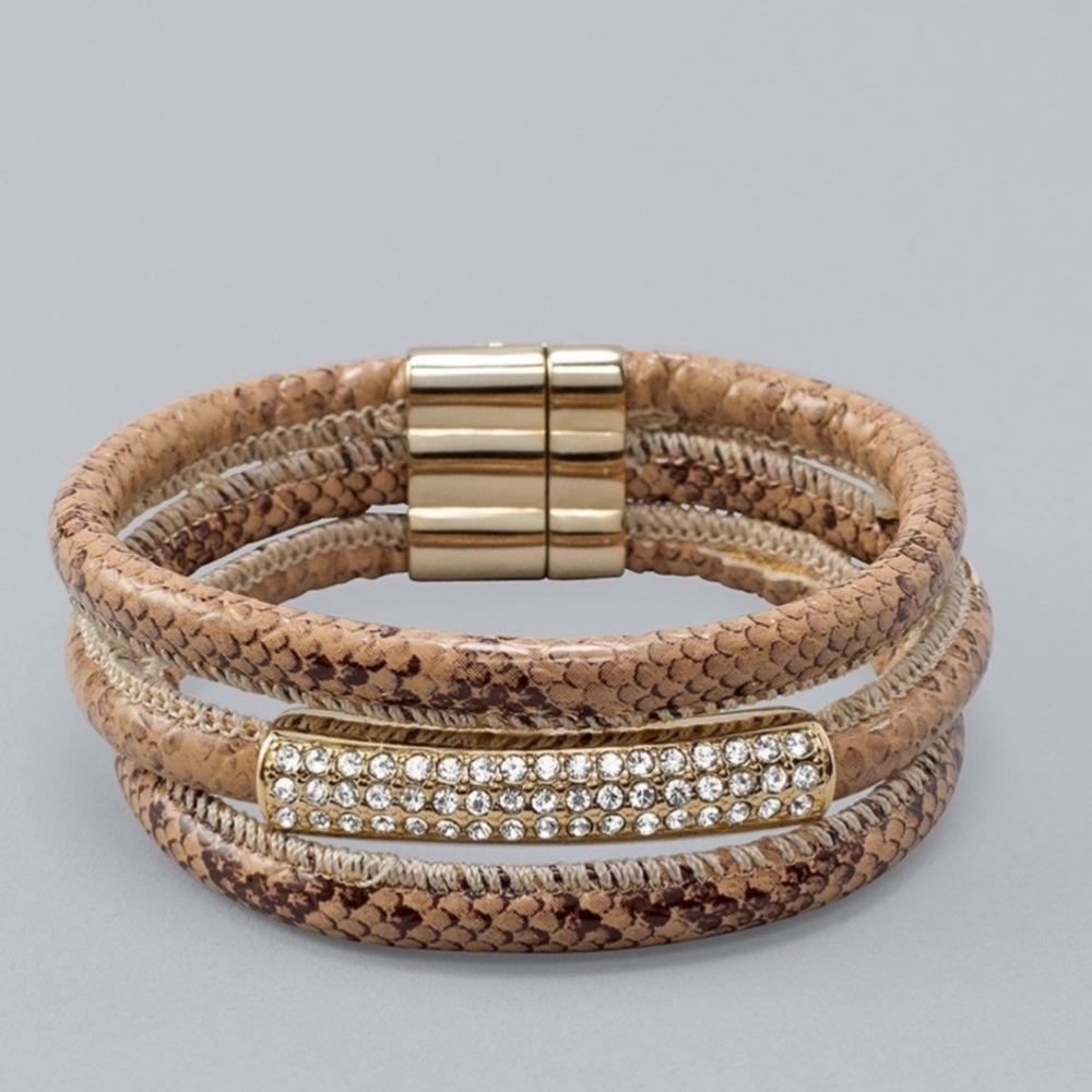 WHBM PAVÉ SNAKESKIN EMBOSSED BRACELET